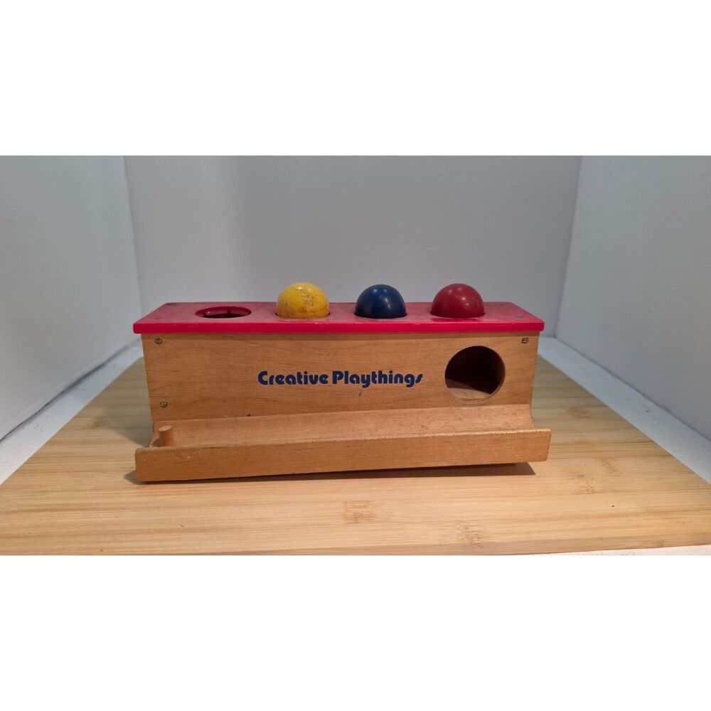 “Vintage Creative Playthings Wooden Ball Drop Toy – Includes 3 Balls